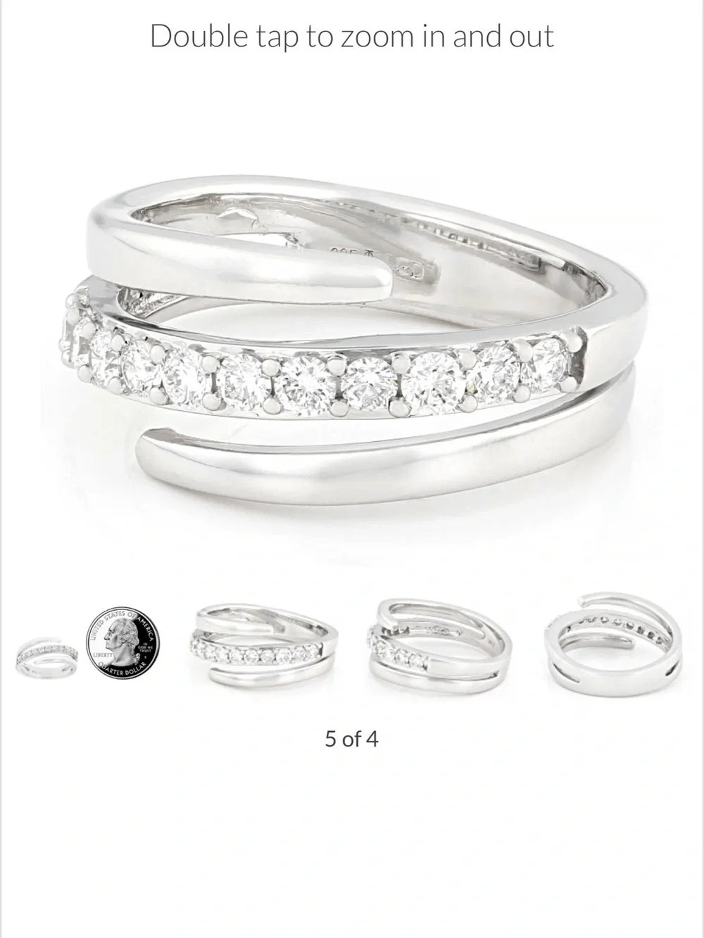 Lab grown diamonds Modern crossover Multi-Band Ring - 50.pts rhodium over 925